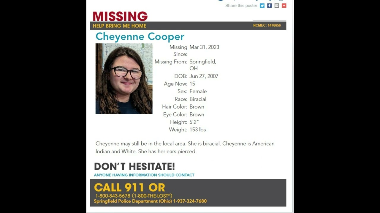 CHEYENNE COOPER MISSING SINCE MARCH 31 2023