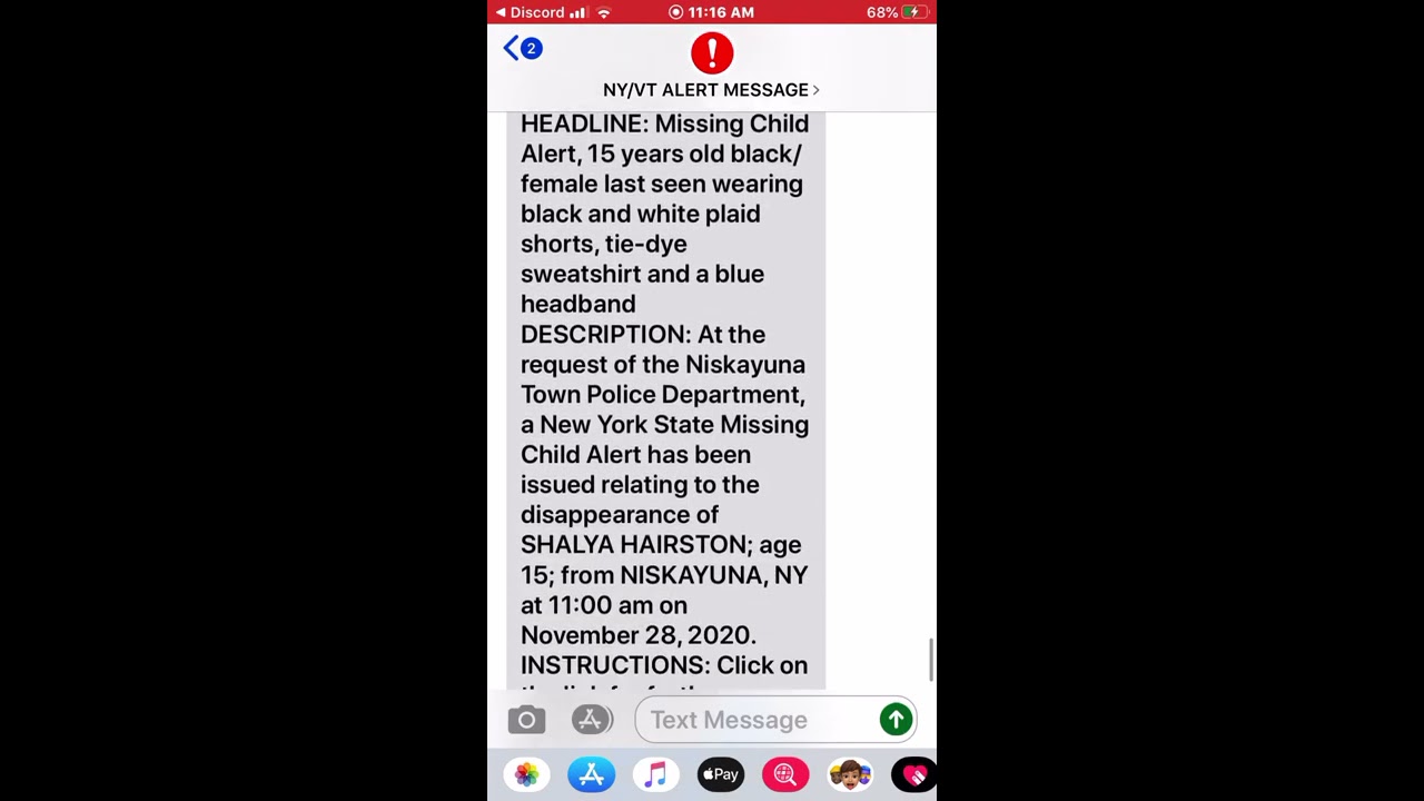 Recieving a Missing Child Alert by NY-Alert on my iPhone (See Desc.)