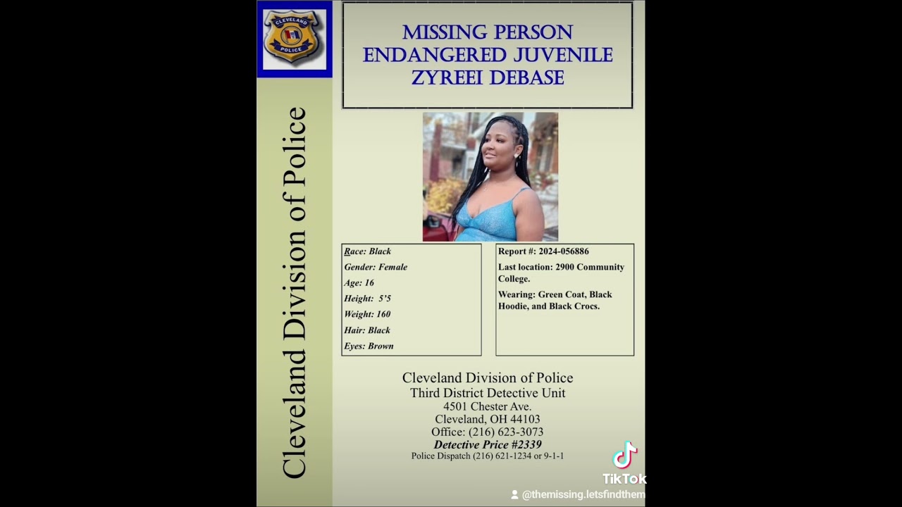 Missing ENDANGERED Juvenile- ZYREEI DEBASE- From: Cleveland, Ohio #missingperson #missing #ohio