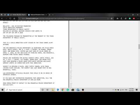 AMBER Alert (Child Abduction Emergency) NEW BRAUNFELS, Texas NOAA Weather Radio Dallas, Texas 4/4/20