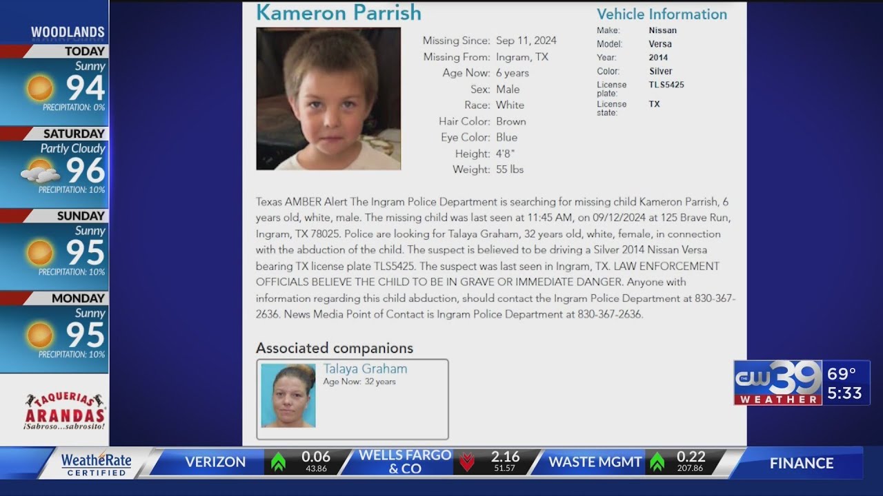 Amber Alert for missing Kameron Parrish out of Ingram, TX | CW39 HOUSTON