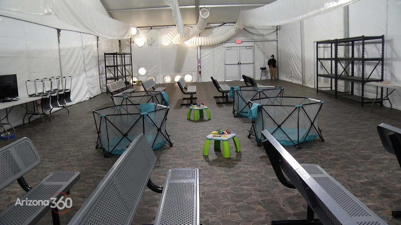 Tour of Tucson’s temporary tent shelter for unaccompanied minors