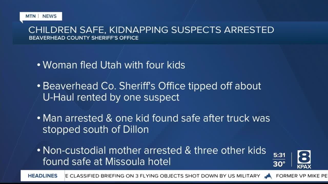 Kidnapping suspect arrested in Missoula after taking children from Utah