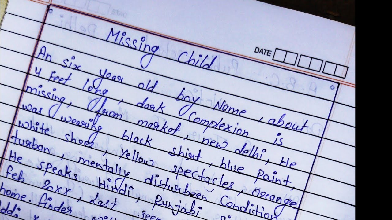 Child Missing Advertisement / Advertisement format writing /Writing Skill @MathurStudyGuide