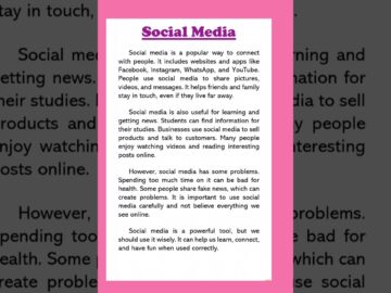 Social Media Essay in English 150 words #socialmediaessay