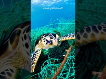 🐢 Juvenile sea turtle trapped in deadly fishing nets, can rescuers save her in time? #OceanHope