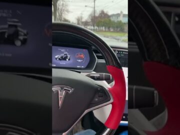DRIVING A TESLA WITH A PS4 CONTROLLER! – #shorts