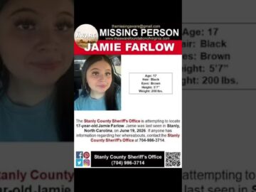 Jamie Farlow, a 17 year old juvenile went missing from Misenheimer, North Carolina on June 18, 2026.