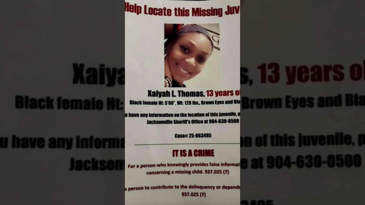 Xaiyah L. Thomas 13, has been reported missing from Jacksonville, Florida, since April 1, 2026.