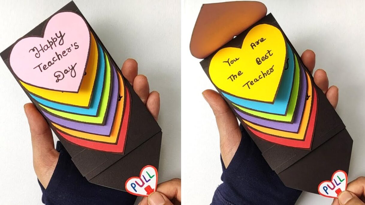 DIY – Happy Teacher’s Day Special Card | Rainbow Water Fall Greeting Card | Pull me | Handmade card