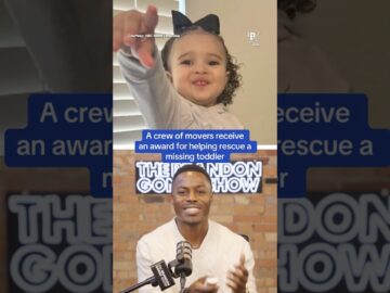 A crew of movers receive an award for helping rescue a missing toddler