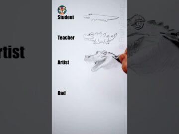 Dad vs Artist how to draw an Alligator 🐊 with pencil #drawingskills